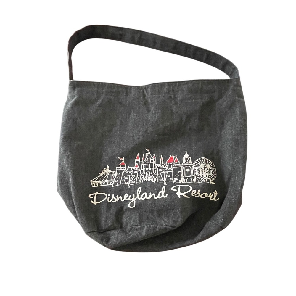Disney Parks Disneyland Resort Washed Black Denim Hobo Shoulder Bag Tote Red